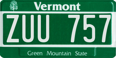 VT license plate ZUU757