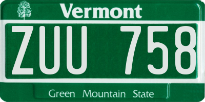 VT license plate ZUU758