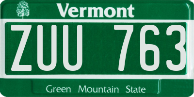 VT license plate ZUU763