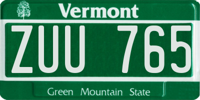 VT license plate ZUU765