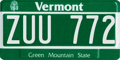 VT license plate ZUU772