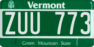 VT license plate ZUU773