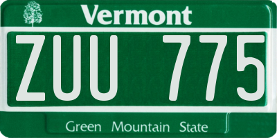 VT license plate ZUU775