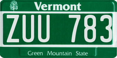 VT license plate ZUU783