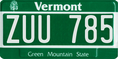 VT license plate ZUU785