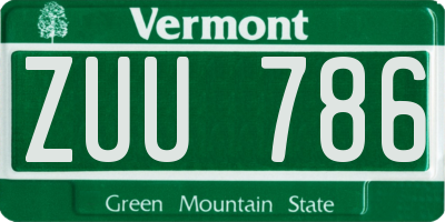 VT license plate ZUU786