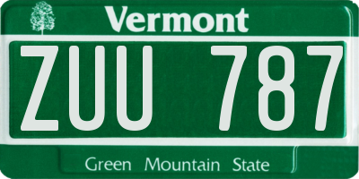 VT license plate ZUU787