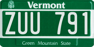 VT license plate ZUU791