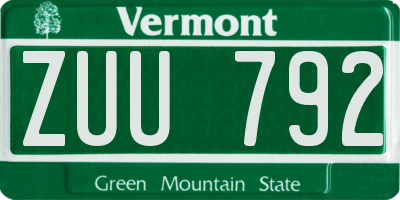 VT license plate ZUU792