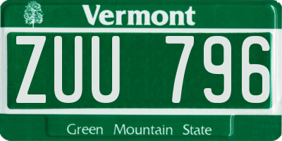 VT license plate ZUU796
