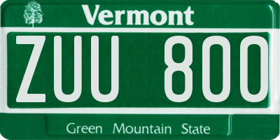 VT license plate ZUU800
