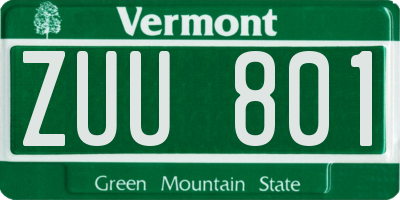 VT license plate ZUU801