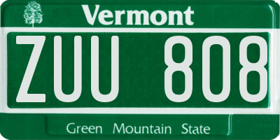 VT license plate ZUU808
