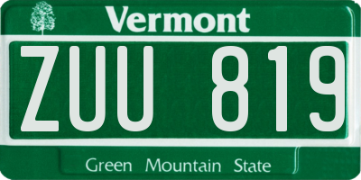 VT license plate ZUU819