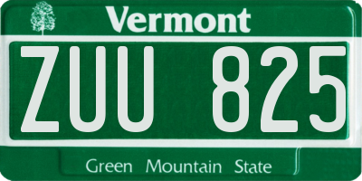 VT license plate ZUU825