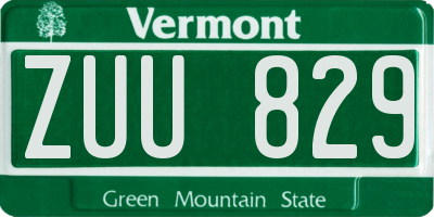 VT license plate ZUU829