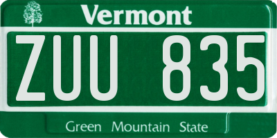 VT license plate ZUU835