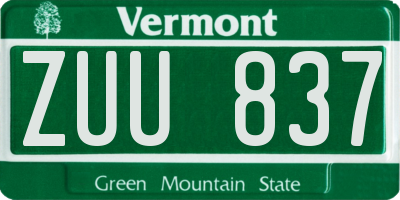 VT license plate ZUU837