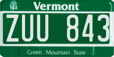 VT license plate ZUU843