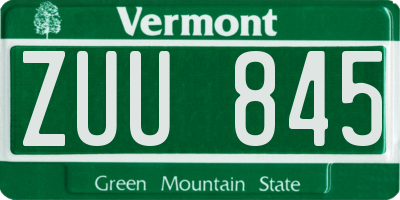VT license plate ZUU845