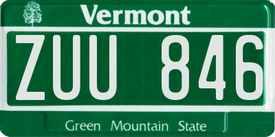 VT license plate ZUU846