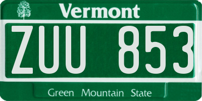 VT license plate ZUU853