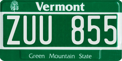 VT license plate ZUU855