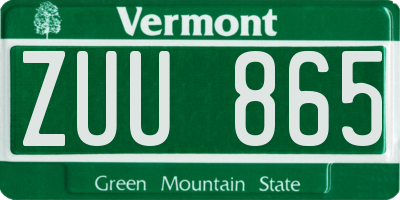 VT license plate ZUU865