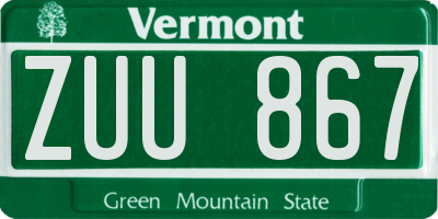 VT license plate ZUU867