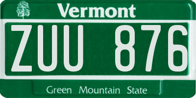 VT license plate ZUU876