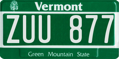 VT license plate ZUU877