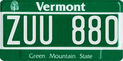 VT license plate ZUU880