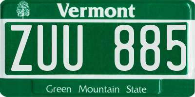 VT license plate ZUU885