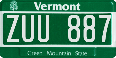 VT license plate ZUU887