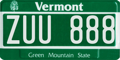 VT license plate ZUU888