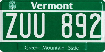 VT license plate ZUU892