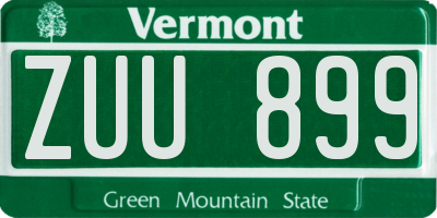 VT license plate ZUU899
