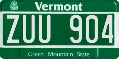 VT license plate ZUU904