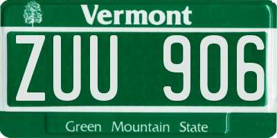 VT license plate ZUU906