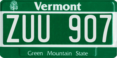 VT license plate ZUU907