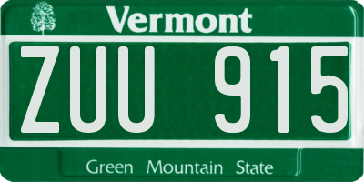 VT license plate ZUU915