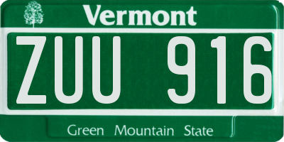 VT license plate ZUU916