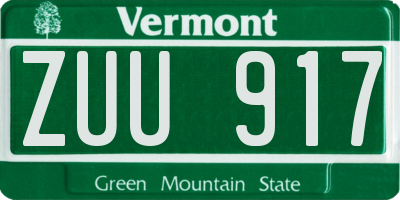 VT license plate ZUU917