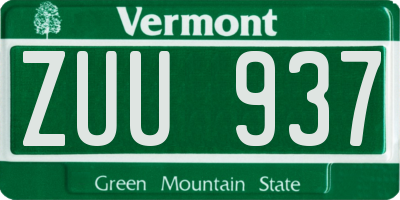 VT license plate ZUU937