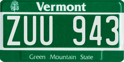 VT license plate ZUU943