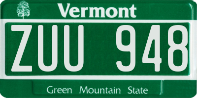 VT license plate ZUU948