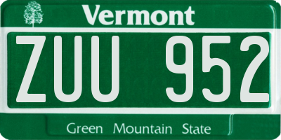 VT license plate ZUU952