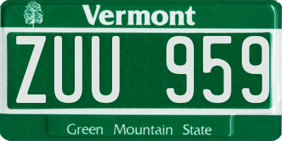 VT license plate ZUU959