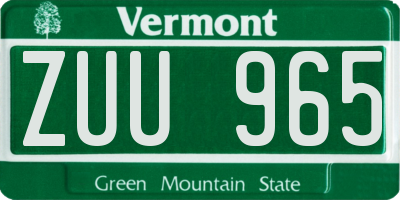 VT license plate ZUU965