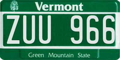 VT license plate ZUU966